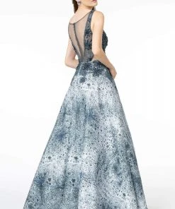 Elizabeth K - GL1837 Embellished Deep V-Neck A-Line Gown 7 Elizabeth K - GL1837 Embellished Deep V-Neck A-Line Gown