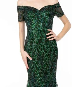 Elizabeth K - GL1846 Short Sleeve Glimmer Long Mermaid Gown 10 Elizabeth K - GL1846 Short Sleeve Glimmer Long Mermaid Gown