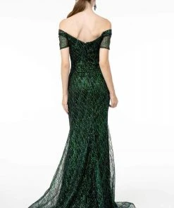 Elizabeth K - GL1846 Short Sleeve Glimmer Long Mermaid Gown 9 Elizabeth K - GL1846 Short Sleeve Glimmer Long Mermaid Gown