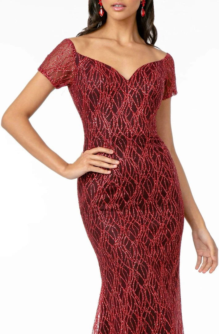 Elizabeth K - GL1846 Short Sleeve Glimmer Long Mermaid Gown 8 Elizabeth K - GL1846 Short Sleeve Glimmer Long Mermaid Gown