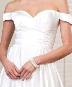 Elizabeth K - GL1908 Off Shoulder Satin Bridal Dress 7 Elizabeth K - GL1908 Off Shoulder Satin Bridal Dress