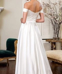 Elizabeth K - GL1908 Off Shoulder Satin Bridal Dress 6 Elizabeth K - GL1908 Off Shoulder Satin Bridal Dress