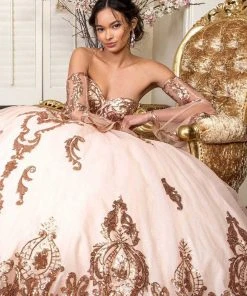 Elizabeth K - GL1914 Strapless Sequined Tiered Tail Ballgown 13 Elizabeth K - GL1914 Strapless Sequined Tiered Tail Ballgown