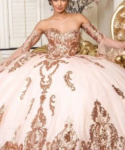 Elizabeth K - GL1914 Strapless Sequined Tiered Tail Ballgown 12 Elizabeth K - GL1914 Strapless Sequined Tiered Tail Ballgown