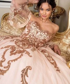 Elizabeth K - GL1914 Strapless Sequined Tiered Tail Ballgown 10 Elizabeth K - GL1914 Strapless Sequined Tiered Tail Ballgown