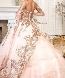 Elizabeth K - GL1914 Strapless Sequined Tiered Tail Ballgown 9 Elizabeth K - GL1914 Strapless Sequined Tiered Tail Ballgown