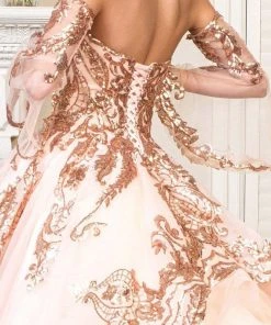 Elizabeth K - GL1914 Strapless Sequined Tiered Tail Ballgown 11 Elizabeth K - GL1914 Strapless Sequined Tiered Tail Ballgown