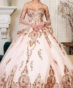 Elizabeth K - GL1914 Strapless Sequined Tiered Tail Ballgown