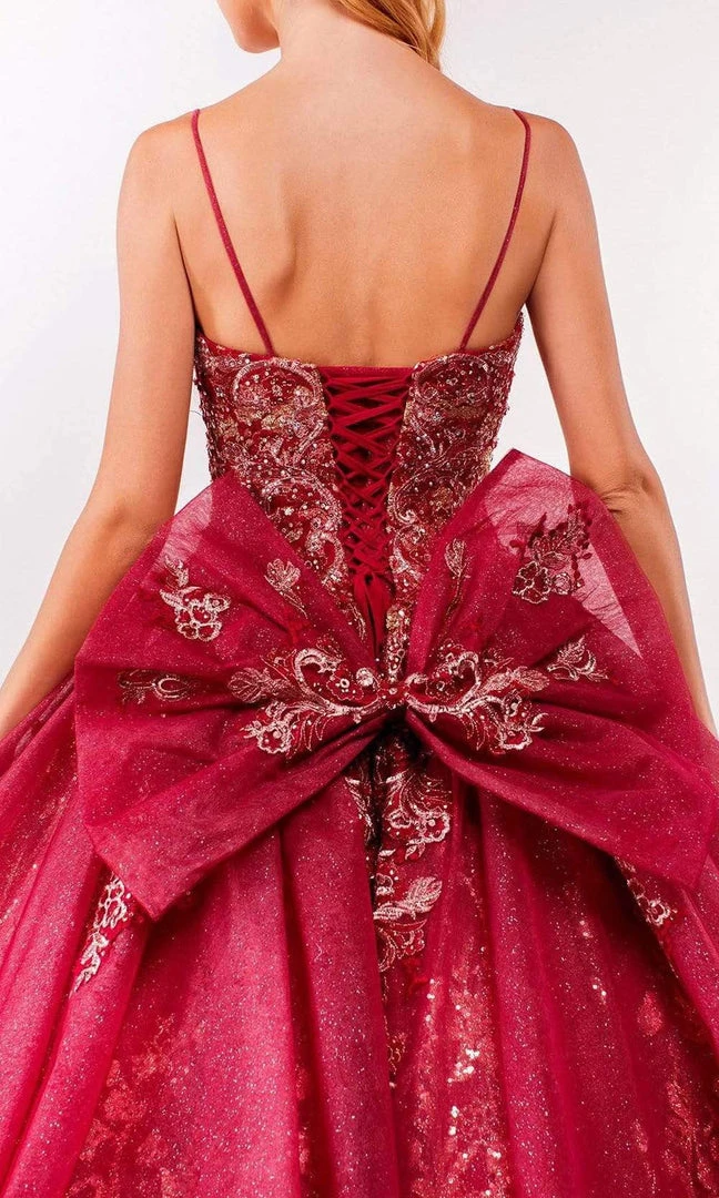 Elizabeth K - GL1927 Glitter Bow-Ornate Draped Ballgown 6 Elizabeth K - GL1927 Glitter Bow-Ornate Draped Ballgown