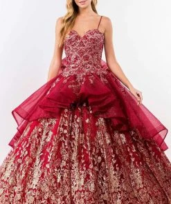 Elizabeth K - GL1927 Glitter Bow-Ornate Draped Ballgown 10 Elizabeth K - GL1927 Glitter Bow-Ornate Draped Ballgown