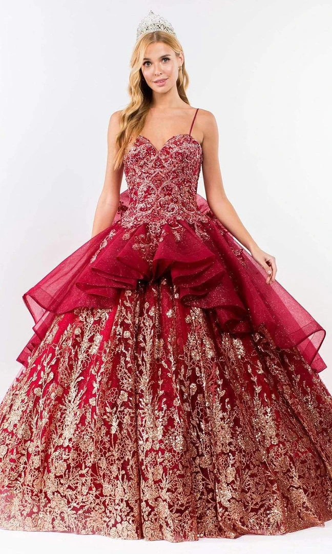 Elizabeth K - GL1927 Glitter Bow-Ornate Draped Ballgown 5 Elizabeth K - GL1927 Glitter Bow-Ornate Draped Ballgown