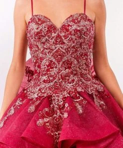 Elizabeth K - GL1927 Glitter Bow-Ornate Draped Ballgown 13 Elizabeth K - GL1927 Glitter Bow-Ornate Draped Ballgown