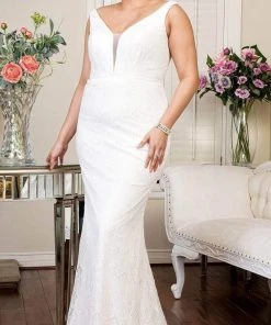 Elizabeth K - GL1940 Plunging V Neck Sheath Dress 10 Elizabeth K - GL1940 Plunging V Neck Sheath Dress