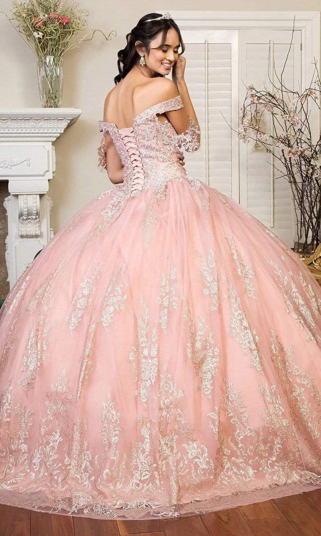 Elizabeth K - GL1941 Off Shoulder Glittered Ballgown 4 Elizabeth K - GL1941 Off Shoulder Glittered Ballgown