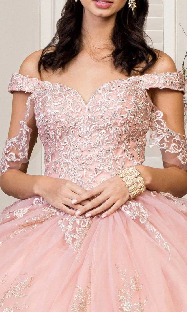 Elizabeth K - GL1941 Off Shoulder Glittered Ballgown 5 Elizabeth K - GL1941 Off Shoulder Glittered Ballgown