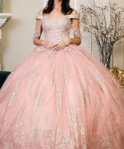 Elizabeth K - GL1941 Off Shoulder Glittered Ballgown