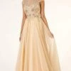 Elizabeth K - GL1954 Embellished Bateau Mesh A-line Gown