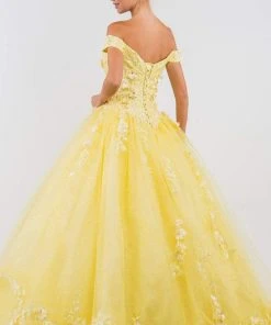 Elizabeth K - GL1958 Floral Applique Off Shoulder Ballgown 15 Elizabeth K - GL1958 Floral Applique Off Shoulder Ballgown