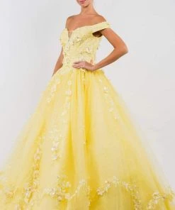 Elizabeth K - GL1958 Floral Applique Off Shoulder Ballgown 16 Elizabeth K - GL1958 Floral Applique Off Shoulder Ballgown