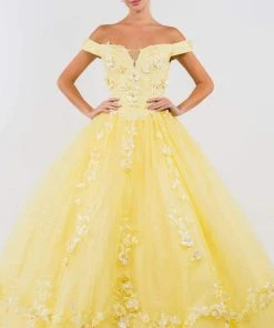 Elizabeth K - GL1958 Floral Applique Off Shoulder Ballgown 14 Elizabeth K - GL1958 Floral Applique Off Shoulder Ballgown