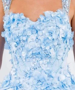 Elizabeth K - GL1961 Floral Accented Satin Ballgown 8 Elizabeth K - GL1961 Floral Accented Satin Ballgown