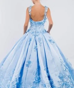 Elizabeth K - GL1961 Floral Accented Satin Ballgown 7 Elizabeth K - GL1961 Floral Accented Satin Ballgown