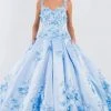 Elizabeth K - GL1961 Floral Accented Satin Ballgown 1 Elizabeth K - GL1961 Floral Accented Satin Ballgown