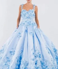 Elizabeth K - GL1961 Floral Accented Satin Ballgown