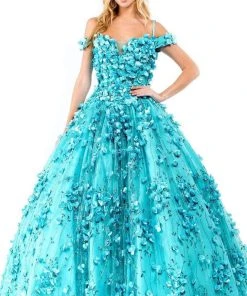 Elizabeth K - GL1962 Blossom Ornate Off Shoulder Ballgown