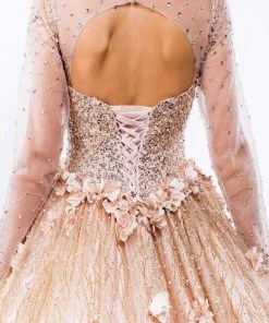 Elizabeth K - GL1963 Long Sleeve Jeweled Ballgown 11 Elizabeth K - GL1963 Long Sleeve Jeweled Ballgown