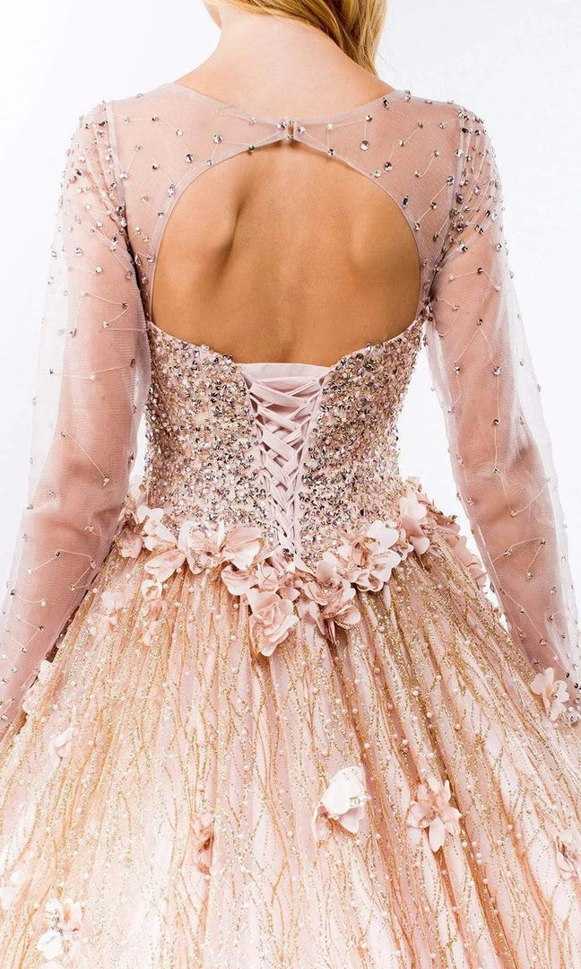 Elizabeth K - GL1963 Long Sleeve Jeweled Ballgown 7 Elizabeth K - GL1963 Long Sleeve Jeweled Ballgown