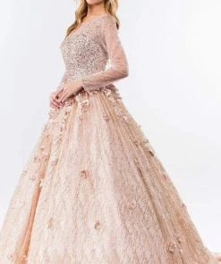 Elizabeth K - GL1963 Long Sleeve Jeweled Ballgown 9 Elizabeth K - GL1963 Long Sleeve Jeweled Ballgown