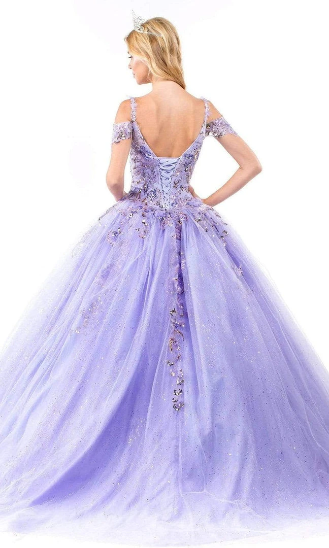 Elizabeth K - GL1969 Sequined Cold Shoulder Ballgown 4 Elizabeth K - GL1969 Sequined Cold Shoulder Ballgown