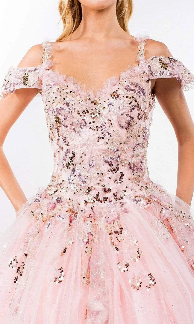 Elizabeth K - GL1969 Sequined Cold Shoulder Ballgown 10 Elizabeth K - GL1969 Sequined Cold Shoulder Ballgown