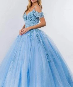 Elizabeth K - GL1969 Sequined Cold Shoulder Ballgown 14 Elizabeth K - GL1969 Sequined Cold Shoulder Ballgown