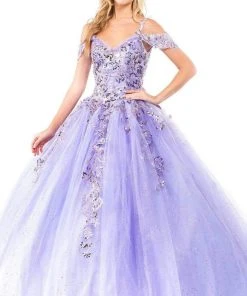 Elizabeth K - GL1969 Sequined Cold Shoulder Ballgown