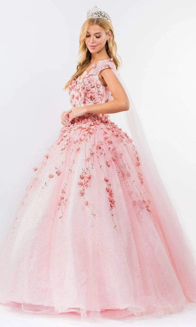 Elizabeth K - GL1974 Cape Sleeve Applique Ballgown 4 Elizabeth K - GL1974 Cape Sleeve Applique Ballgown