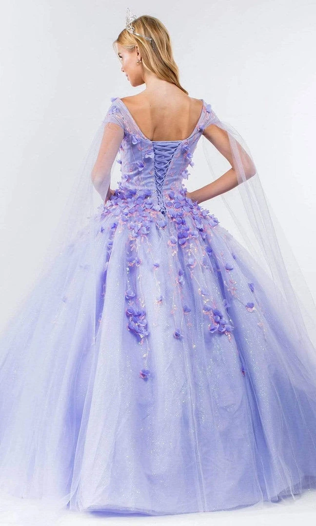 Elizabeth K - GL1974 Cape Sleeve Applique Ballgown 10 Elizabeth K - GL1974 Cape Sleeve Applique Ballgown