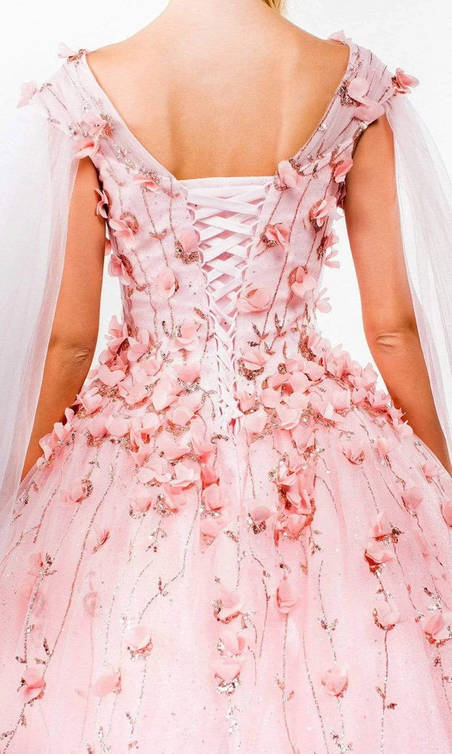 Elizabeth K - GL1974 Cape Sleeve Applique Ballgown 8 Elizabeth K - GL1974 Cape Sleeve Applique Ballgown