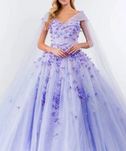 Elizabeth K - GL1974 Cape Sleeve Applique Ballgown 18 Elizabeth K - GL1974 Cape Sleeve Applique Ballgown