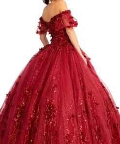 Elizabeth K GL1975 - Floral Glitter Ballgown