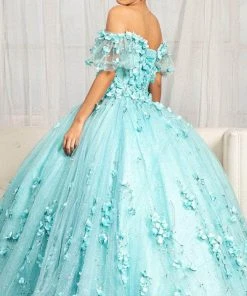 Elizabeth K GL1975 - Floral Glitter Ballgown