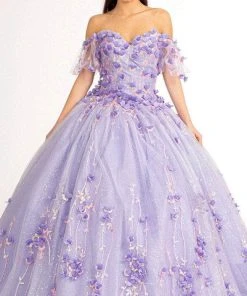 Elizabeth K GL1975 - Floral Glitter Ballgown