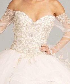 Elizabeth K GL1976 - Long Angel Sleeve Sweetheart Neck Ball Gown 12 Elizabeth K GL1976 - Long Angel Sleeve Sweetheart Neck Ball Gown