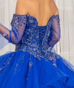 Elizabeth K GL1976 - Long Angel Sleeve Sweetheart Neck Ball Gown 16 Elizabeth K GL1976 - Long Angel Sleeve Sweetheart Neck Ball Gown