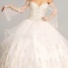 Elizabeth K GL1976 - Long Angel Sleeve Sweetheart Neck Ball Gown