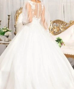 Elizabeth K GL1981 - Long Sleeve V-neck Wedding Gown 9 Elizabeth K GL1981 - Long Sleeve V-neck Wedding Gown