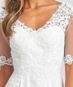 Elizabeth K GL1982 - Applique-Ornate Quarter Sleeve Evening Dress 35 Elizabeth K GL1982 - Applique-Ornate Quarter Sleeve Evening Dress