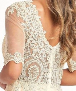 Elizabeth K GL1982 - Applique-Ornate Quarter Sleeve Evening Dress 29 Elizabeth K GL1982 - Applique-Ornate Quarter Sleeve Evening Dress