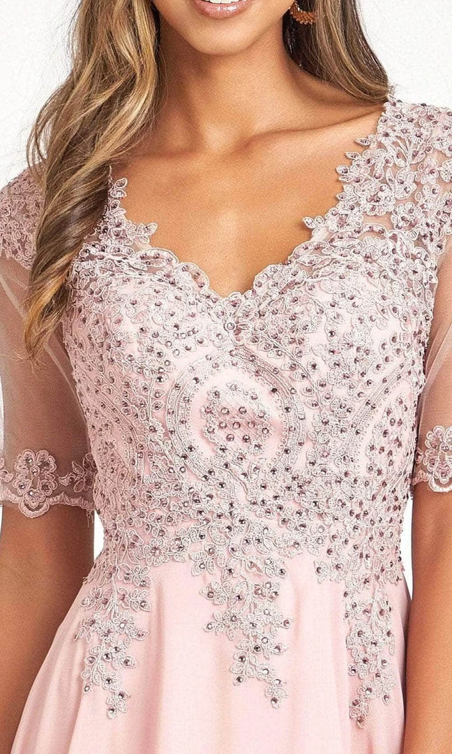 Elizabeth K GL1982 - Applique-Ornate Quarter Sleeve Evening Dress 15 Elizabeth K GL1982 - Applique-Ornate Quarter Sleeve Evening Dress